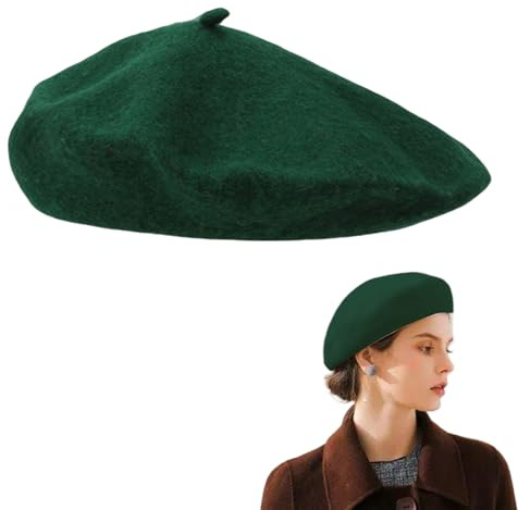 KARELLS Baskenmütze,Barett Mütze Damen,Beret Mütze,French Beret,Baskenmütze Mit Kaschmir,Damen,Klassisch Plain Französischer Stil Barett,Grün