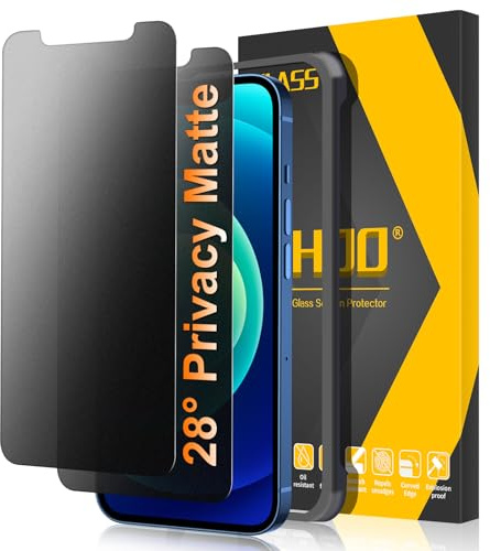 JEHOO 2 Pack for iPhone 12/12 Pro Matte Privacy Screen Protector, 28°Anti-Spy, Anti-Glare, Anti-Reflection, Anti-Fingerprint, Smooth as Silk 9H Tempered Glass Film for Gaming Enthusiasts, 6.1 Inch