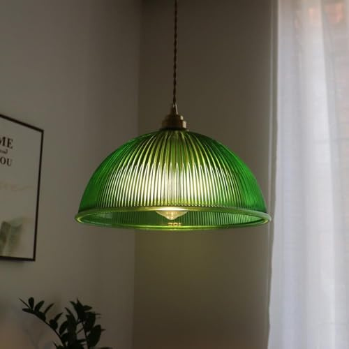 Pendant Light Fixtures Modern Striped Glass Pendant Light Dome Pendant Lighting Fixture Cone Ribbed Glass Ceiling Hanging Lamp Vintage Chandelier For Kitchen Island Bed