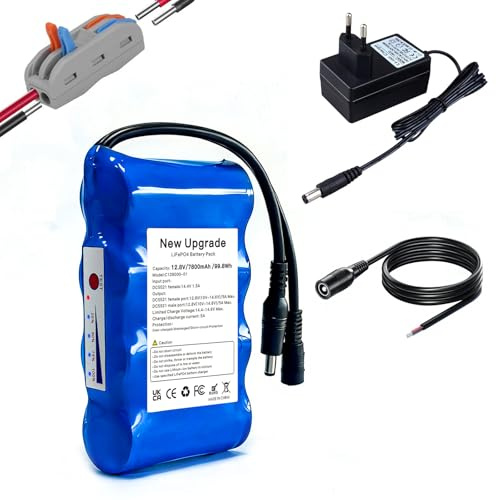OHZHAO Neues verbessertes Modell 7800mAh 12.8V LiFePO4 Akkupack, 3000+ Zyklen Wiederaufladbare, Lithium Eisen Phosphat Batterie mit DC Ausgang für LED Streifen, CCTV Kamera, Router, DIY und mehr