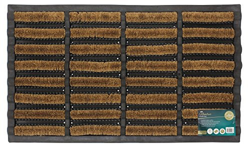 JVL Heavy Duty Rubber Natural Coir Tuffscrape Door Mat, 45 x 75 cm