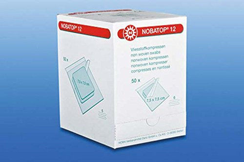 Nobatop - 12 compresse in tessuto non tessuto, 50 x 2 pezzi, sterili (7,5 x 7,5 cm)