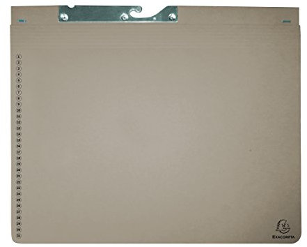 Exacompta 353210B 25er Pack Pendelhefter Exaflex aus extra starkem Recycling Karton, mit zwei Abheft-Vorrichtungen und einer dehnbaren Tasche am Rückendeckel für Büro, Kanzlei und Anwälte grau