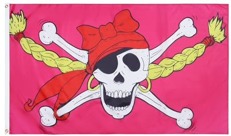 AZ FLAG Drapeau Fille Pirate 150x90 cm Corsaire Polyester 100D 2 Œillets | Usage intérieur et extérieur Drapeau décoratif coutures doubles et bords renforcés avec œillets métalliques
