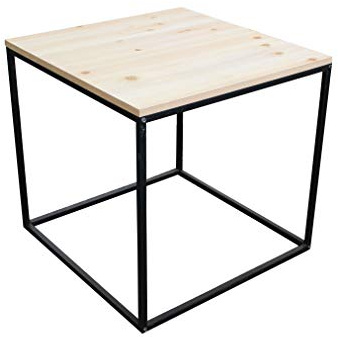 Spetebo Metall Beistelltisch mit Holz Tischplatte - 45x45x42 cm | Couchtisch, Sofatisch
