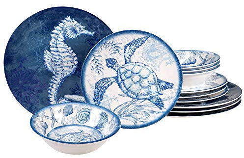Certified International Oceanic Service de table 12 pièces en mélamine pour 4 personnes, multicolore