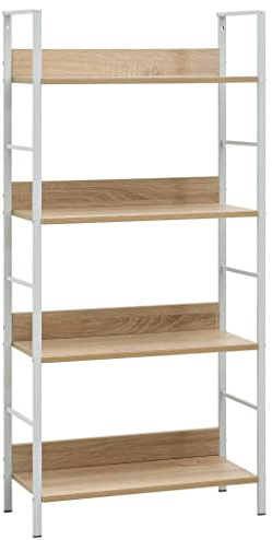 vidaXL Bücherregal 4 Regalböden Standregal Metallregal Küchenregal Schuhregal Bücherschrank Regal Eiche-Optik 60×27,6×124,5 cm Holzwerkstoff