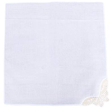 WOWOWO 28x28cm Frauen Plain White Square Taschentücher Häkeln Schmetterling Spitze Ecke Braut Hochzeit DIY Baumwolle Serviette Tasche Taschentuch Handtuch