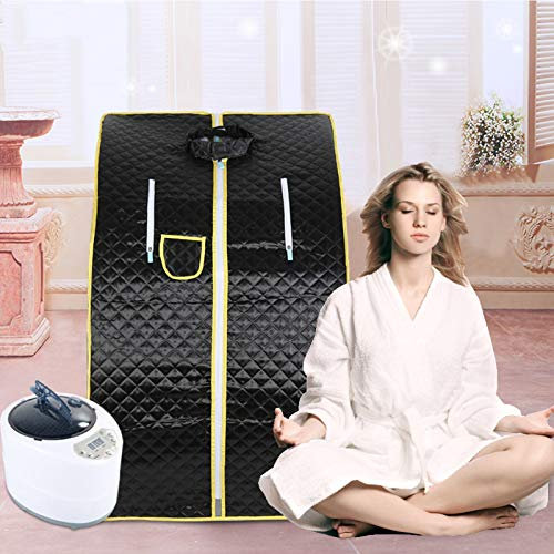 YJIIJY Sauna Portatile, Cabina per Sauna, 2L 1000 W Home Spa Steam Sauna Tenda Foot Spa Machine, Temperatura Regolabile(EU 220V) Sauna Box Bagno(nero）