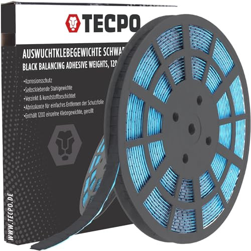 TECPO 1200x Auswucht Gewichte Alu-Felgen Motorräder Klebegewichte Black Rolle 6 kg schwarz