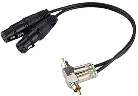 ZZjingli Accessoires informatiques 2 RCA Coude mâle à 2 x 3 Pin XLR Cannon Câble de connecteur Audio Femme Câble d'adaptateur pour Microphone/Audio, Longueur Totale: Environ 34cm