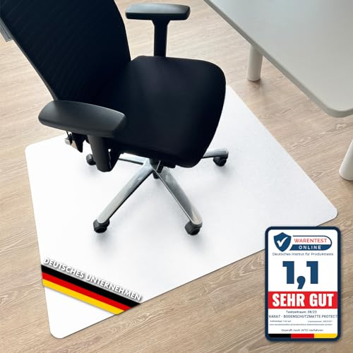Floordirekt Bodenschutzmatte für Hartböden - farbige Bürostuhlunterlage Bodenmatte Stuhlunterlage aus Polypropylen - Stärke: 1,9 mm (114 x 150 cm, Semi-Transparent)