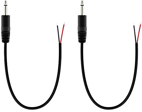 Greluma 2 pezzi Spina maschio da 3.5 mm a filo nudo estremità aperta, connettore jack jack da 25 cm TS a 2 poli mono da 1/8 per la riparazione del cavo audio