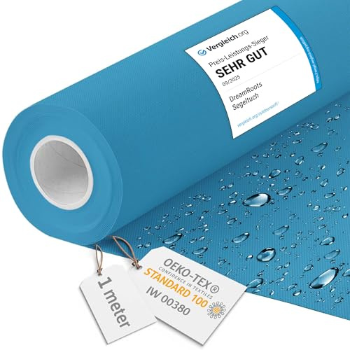 DreamRoots Markisenstoff wasserdicht Meterware, Aral, 1 m | Oxford Segeltuch, Polsterstoff, 160 cm breit, 220 g/m² 600D, wasserabweisend, für außen & Deko
