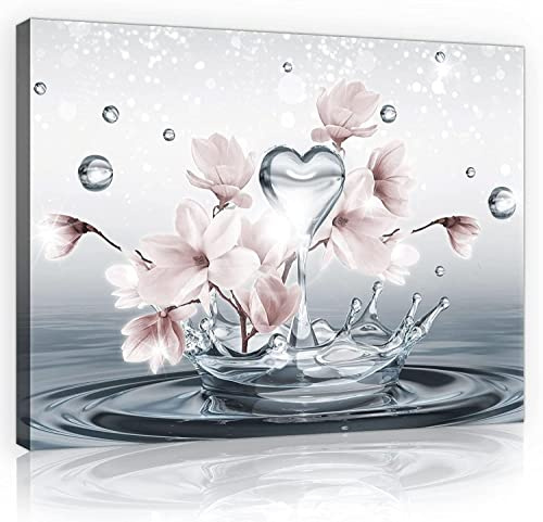 WallArena Leinwand Bilder 120x80 cm | Kunst Abstrakt Blumen Grau, Leinwandbilder, Bild auf leinwand, Format: 120x80 cm (BxH) - einteilig auf Canvas
