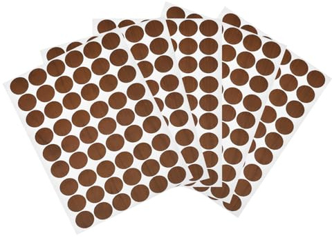 QUARKZMAN 12 Blatt/648 Stück Schraubenloch-Abdeckungsaufkleber, 21 mm Durchmesser, PVC, Selbstklebende Abdeckkappen, staubdicht, für Holzmöbel, Schränke, Regale, Kleiderschränke, braun