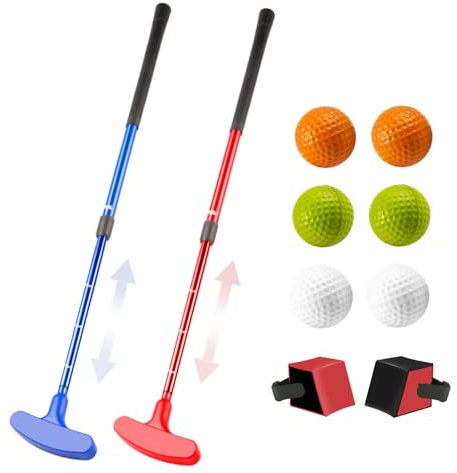 Shu-Ran Mini Golf Putter, 2 Pack Golf Putter für Damen und Herren mit 2 Golftrainingshilfe und 6 Golfbällen, Einstellbare Länge Zwei-Wege-Putter Geeignet für Kinder, Jugendliche und Erwachsene