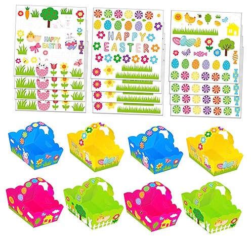 UPKOCH 1satz Ostern Handgefertigte Körbe Mit Aufkleber Farbe Zufällig Bunte Körbe Sticker Für Kreatives Basteln Und Spaß Mit Kindern Für Ostern Und Feste