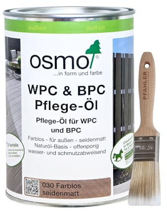 Osmo WPC & BPC Pflege-Öl 030 farblos 1 l für Terrassendielen Sichtblenden und Gartenmöbeln aus WPC oder BPC Schutz vor Schmutz und stark wasserabweisend Offenporige und atmungsaktive Oberfläche.
