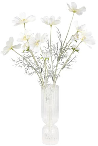 Künstliche Kunstblumen, 2 Stück Kosmos Pflanzen, Weiße Blumen, Künstliche Blumen für Drinnen und Draußen, Stoffblumen Dekoration und Kunsthandwerk für Hochzeit, Bankett, Blumenparty, Zuhause, Hotel