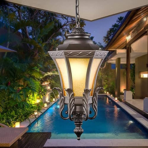 RWCCCRW Style européen Victoria E27 Rétro Lustre Cour Extérieure Étanche Paysage Lampe Suspendue Couloir Balcon Villa Étanche Raisin Treillis Galerie Pavillon Lumière Parfait D