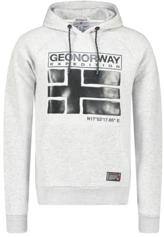 Geographical Norway- Sudadera con Capucha de Hombre de Manga Larga Modelo GARICE - Color Gris Melange Talla XL