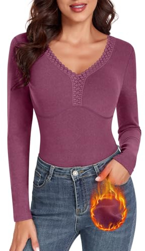 WOWENY Thermo Débardeur Femme en Polaire Top Tank avec Dentelle Sans Manches Élégant Débardeur en Dentelle Sous-vêtement Col en V Chaud Confortable Hauts Thermiques, XL