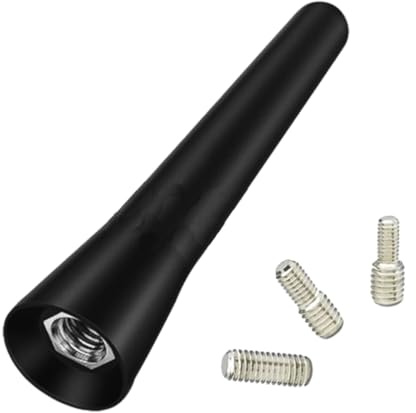 1 Pièces Antenne de Toit de Voiture, 6.5 CM Antenne Voiture Courte Puissante Universelle avec Adaptateur Filetage M4, M5, M6, Mini Antenne de Voiture en Acier Inoxydable pour Tous Les Voiture