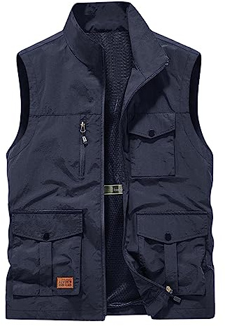 Men'S Tactical Vest Military Cargo Outdoor Outerwear Gilets Plus Size Men Softshell Solid Stand Collar Sleeveless Jacket Activewear Waistcoat Multi-pocket Working Hunting Sports Vest Jacket Outwear