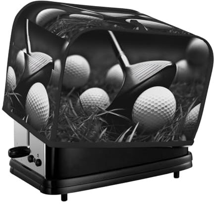 Copertura per tostapane a due fette con stampa a golf in bianco e nero per piccoli elettrodomestici da cucina, protezione per impronte digitali