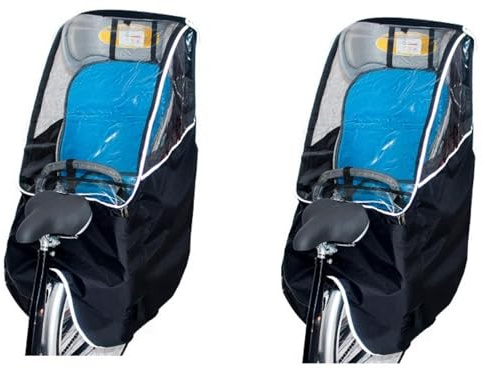 2 Stück Wasserdichter Fahrrad-Regenschutz, Fahrrad-Kindersitz-Überdachung, Regenüberdachung für den Fahrrad-Kindersitz Mit Transparentem Fenster, Ausgezeichnet Winddicht und Atmun