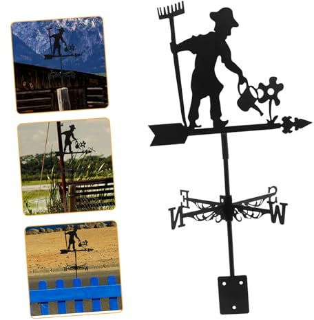 Milisten Signe d'agriculteur girouette de Toit girouette de Ferme girouette d'ornement d'agriculteur cultivateur cecateur de Jardinier Le Jardin girouette de pelouse girouette en Fer Black