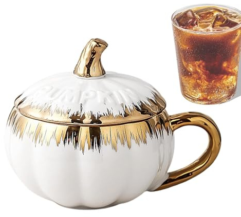 Pumpkin Cup - Pumpkin Mug | Halloween Mug | Coffee Mug Fall Automne Soup Bowl For Home Drinking | Pumpkin Shaped Mug With Lid And Spoon For Halloween - Fall Autumn Candy Bowl For Studio And Home