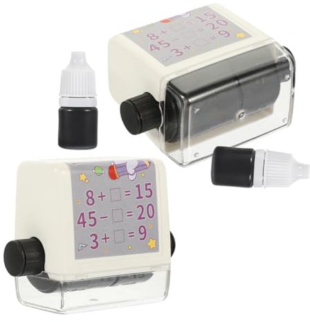 DIYEAH 2sätze Mathematik Roller Stempel Für Mädchen Selbstfärbende Stempel Für Addition Und Subtraktion Kindergarten Mathe-hilfsmittel Mit Und Verpackung Für Lernspaß Und