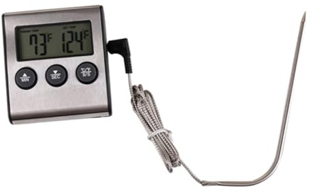 PAMINGONO Digital Barbecue Meat Thermometer with Temperature Alarm and Preset Display, Plastic Probe for Accurate Cooking in Barbecue and Smoking Food Random Style
