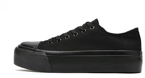 Ladies Fashion Platform Trainers Women’s Platform Low Top Lace Up Canvas Shoes Pumps Plimsolls Outdoor Tennis Walking Shoes