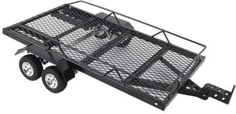 Asixxsix RC-Anhänger, Anhänger-Bausatz Im Maßstab 1:10, Bausatz für Tieflader-Anhänger aus Metall für RC-Crawler SCX10 Gen7 Gen8-Upgrades, mit LKW-Kupplung und Empfänger