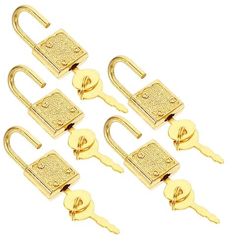 Vaguelly 5pcs Small Treasure Box Locks Keys Gold Padlock Set for Wooden Chest Jewelry Box Vintage Style Toy Supplies