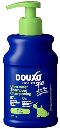 DOUXO Skin & Coat SPA – Ultra-Safe* Welpen-Shampoo, 250 ml, reinigt, spendet Feuchtigkeit und schützt das empfindliche Fell von Welpen, hinterlässt das Fell besonders weich, hautfreundliche Formel