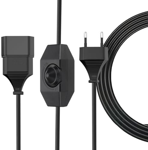 yivom 2M Cavo prolunga con spina europea, Cavo di prolunga per luce LED con dimmer e spina, Dimmer per Lampade a LED, Interruttore dimmer rotativo con prolunga, per lampadine dimmerabili