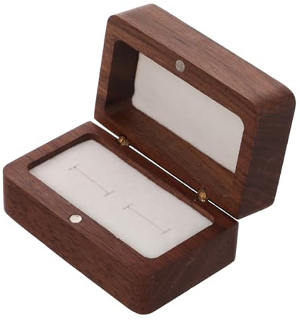 Veemoon Scatolina Portafedi Matrimonio in Legno Scatola per Anelli e Braccialetti Piccola Custodia Gioielli Decorativa Adatta per Fedi Nuziali e Altri Piccoli Oggetti