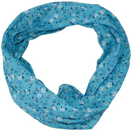 beybey® Blümchen Damen Loop Schal aus Seide und Baumwolle und in herrlichen Farben. (türkis blau)