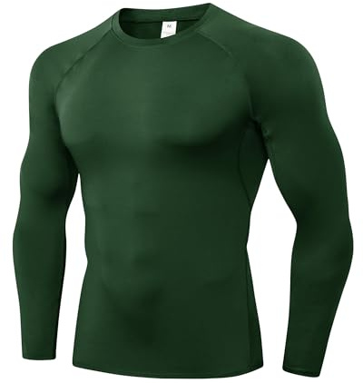 Yuerlian Compression Shirt for Men Long Sleeve Quick Dry Gym Running Top | Crewneck,Quick Dry,Breathable, Lightweight,Baselayer T-Shirt,Workout,Sports Undershirts,Athletic,4-Way Stretch,Trainin