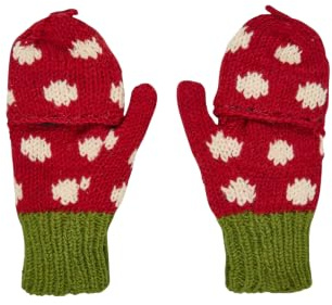 THC Klapphandschuhe 841 gepunktet | Schafwolle | Strickhandschuhe | Schafwoll-Handschuhe | Woll-Handschuhe | Schafwollfäustlinge | Schafwollhandschuhe