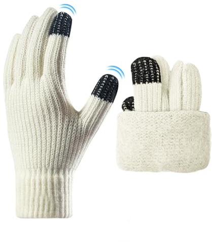 JFAN Guanti in maglia Invernali da Uomo e Donna con Touch Screen Guanti Termici Con Fodera In Pile antiscivolo antivento per Sport ski