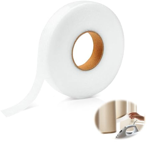 MUNZE Cinta Termoadhesiva Para Dobladillos 64 Metros X 20Mm.Reparación De Dobladillo Sin Coser.Ideal Para Cortinas,Pantalones,Vestidos,Vaqueros.Cinta Dobladillo Plancha,Fijación Duradera(Blanco).