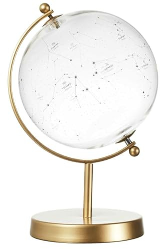 HowHomely | Design Globus mit Sternbild-Konstellationen – dekorativer Glas Globus auf goldener Basis, elegante Weltkugel für Büro Wohnzimmer