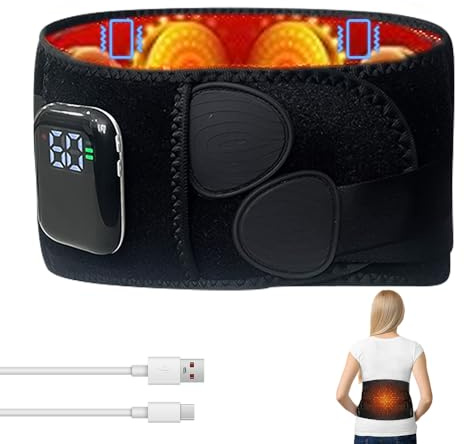 Kabelloses Heizkissen für Rücken, tragbare schnurlose Massage-Rückenbandage mit Rotlicht-Heizung, Wärmekissen für Rücken, Krämpfe, Lendenwirbelsäule, Bauch, Bein, Arthritische Schmerzen