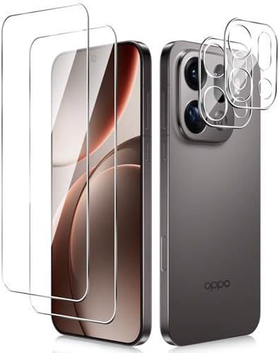 QULLOO för Oppo Find X9 Pro härdat glas, [2+2 st] Skärmskydd och bakre kameraskydd, anti-repor 9H hårdhet HD klarhet skärmskydd