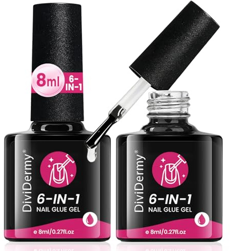2pcs Colle Faux Ongles 6 in 1 und Primer Gel, Colle Ongle Avec Pinceau, Longue Duré Nail Extend Gel, Utiliser Pour Faux Conseils, Allonger Les Ongles, Pour Usage Domestique/Salon